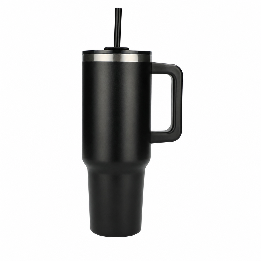 Pinnacle Recycled Travel Tumbler with Straw 40oz in Black (BK)